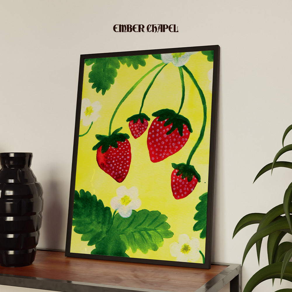Hanging Strawberries Print