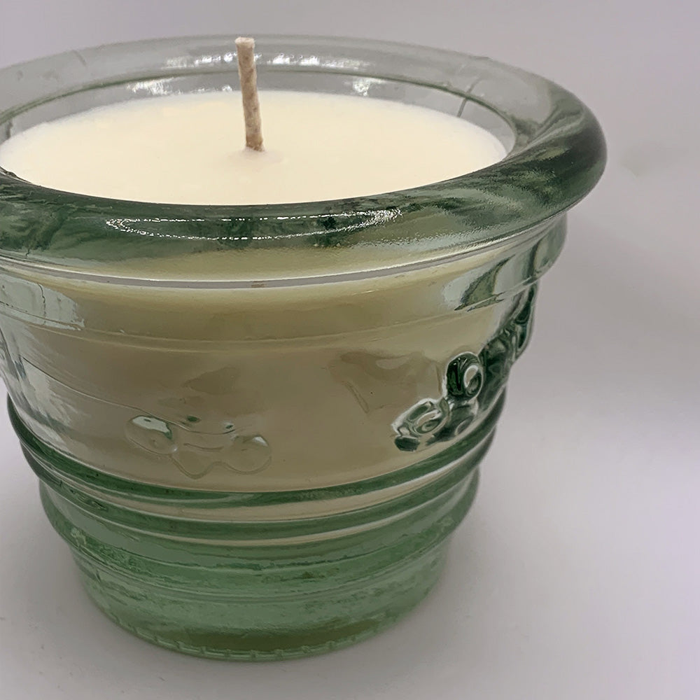 La Mediterranea Spanish Light Green Glass Floral Embossed Vase - Spiced Apple Chai Candle (Copy)