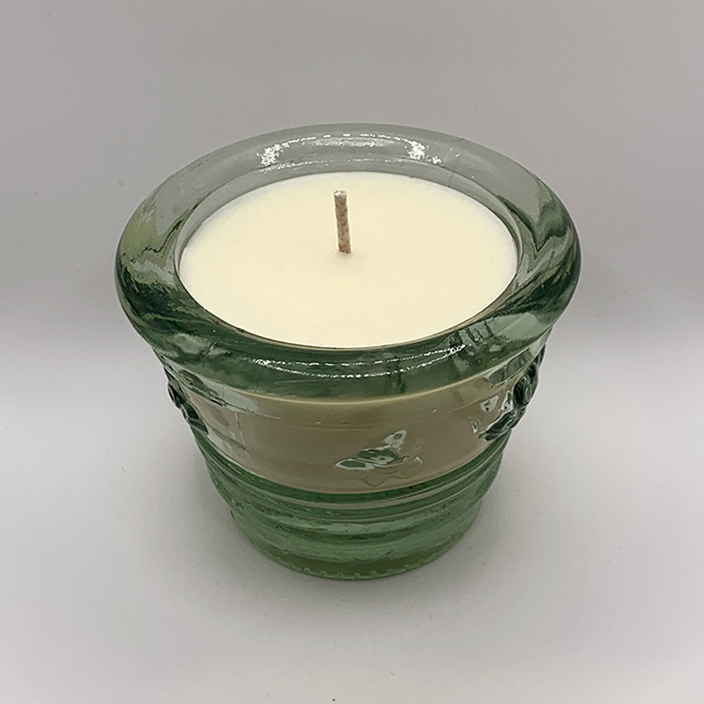 La Mediterranea Spanish Light Green Glass Floral Embossed Vase - Spiced Apple Chai Candle (Copy)