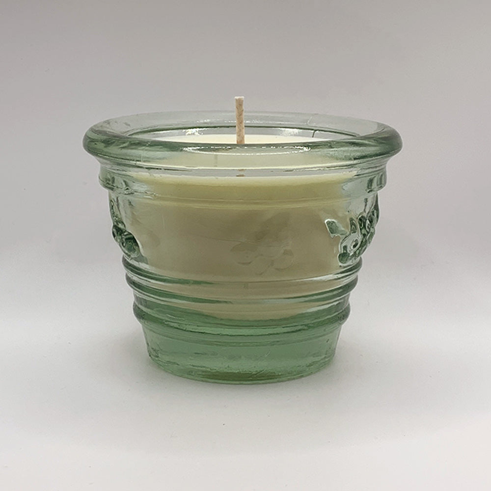 La Mediterranea Spanish Light Green Glass Floral Embossed Vase - Spiced Apple Chai Candle (Copy)