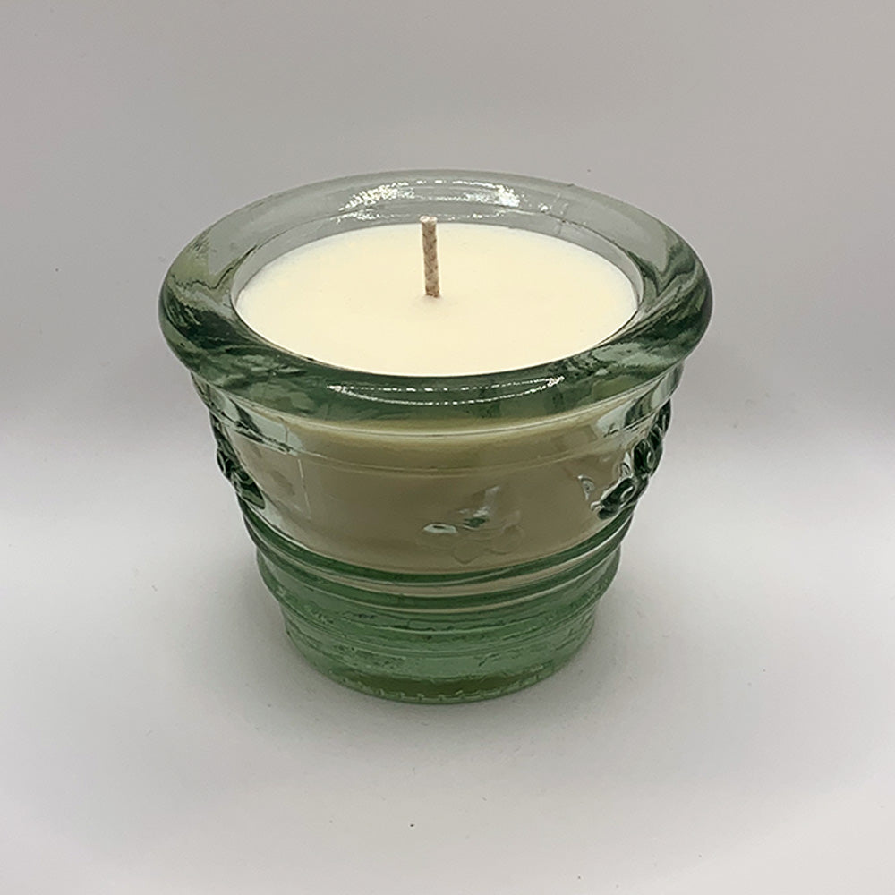 La Mediterranea Spanish Light Green Glass Floral Embossed Vase - Spiced Apple Chai Candle (Copy)