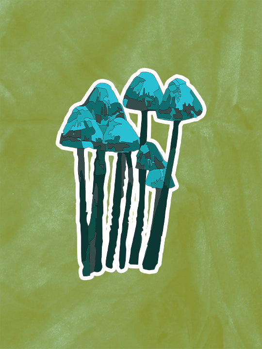Blue Mushrooms Sticker