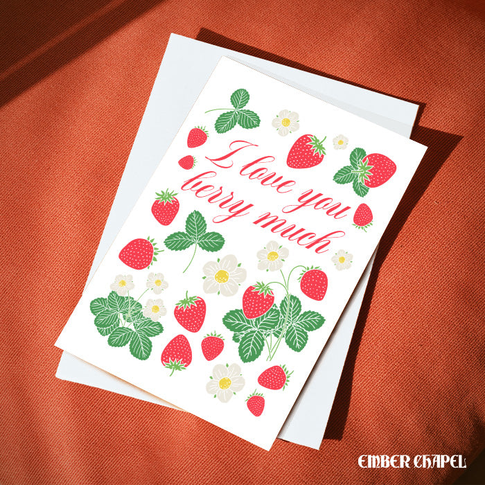 "I Love You Berry Much" Greeting Card | A2 Folded Card with Envelope