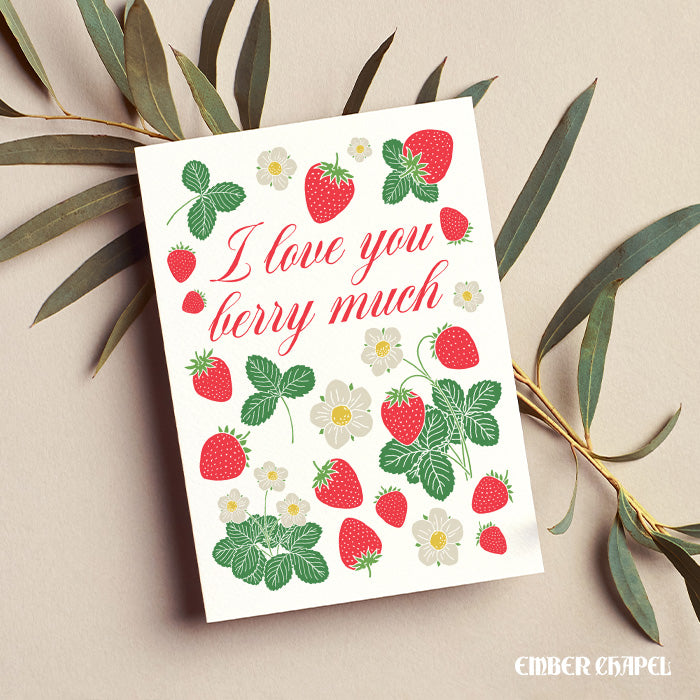 "I Love You Berry Much" Greeting Card | A2 Folded Card with Envelope