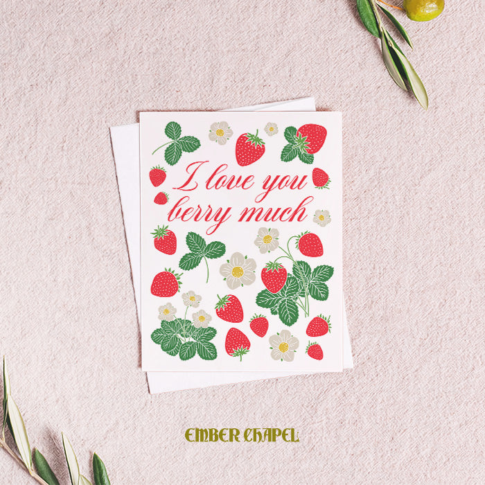 "I Love You Berry Much" Greeting Card | A2 Folded Card with Envelope
