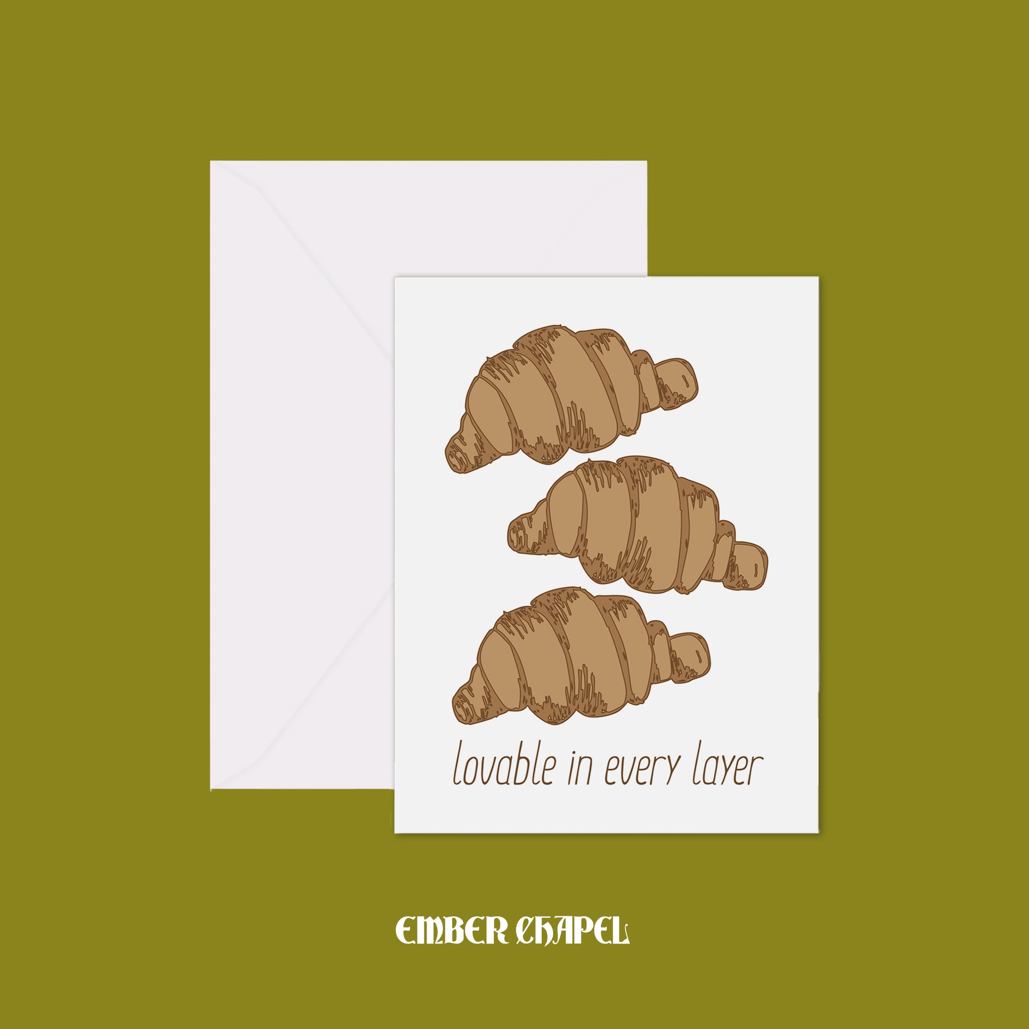 Croissant "Lovable in Every Layer" Greeting Card | A2 Folded Card with Envelope
