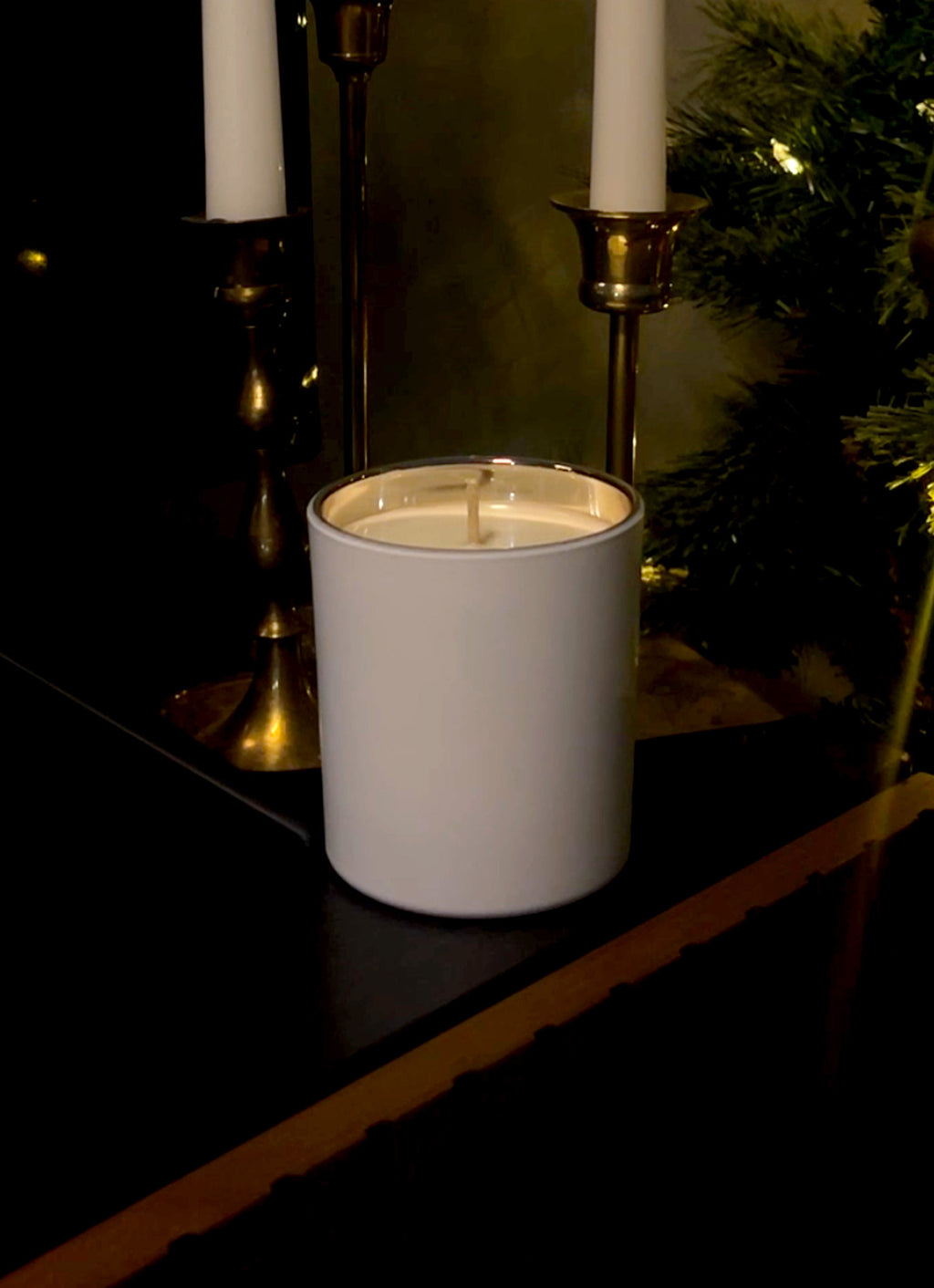 Gilded Ivory Glass Vessel with Gold Metal Lid