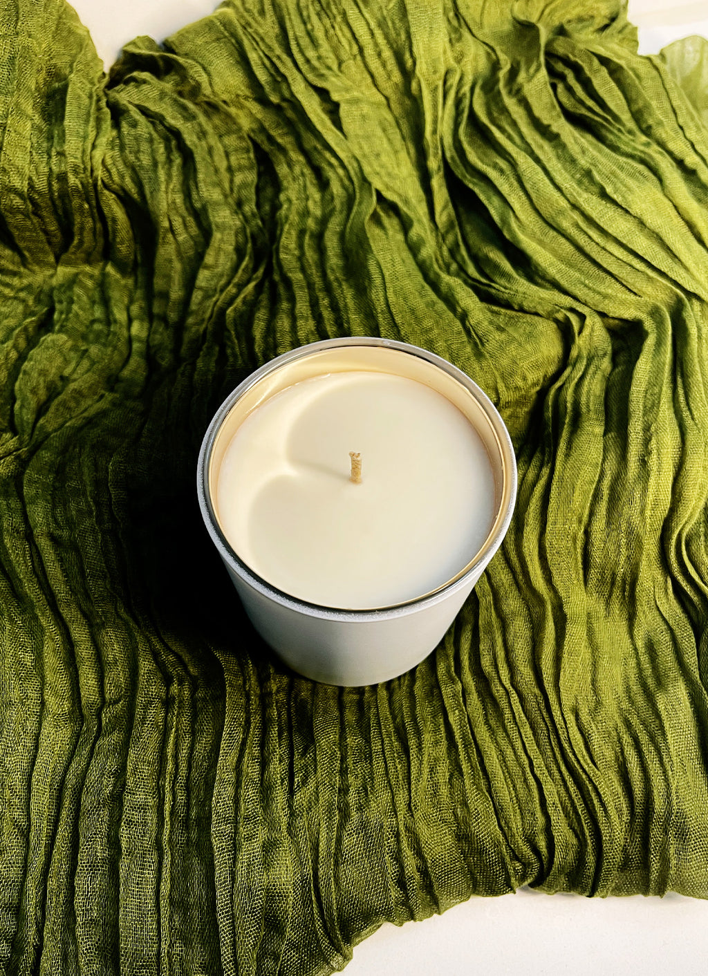 Gilded Ivory Glass Vessel with Gold Metal Lid