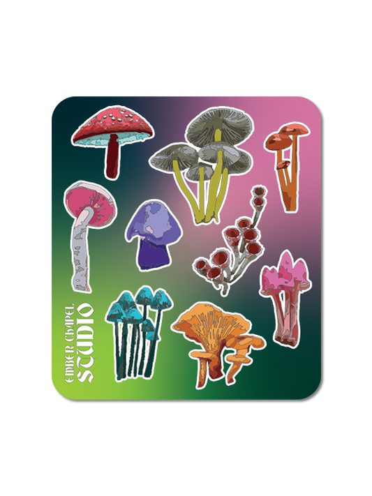 Vibrant Mushrooms Sticker Sheet