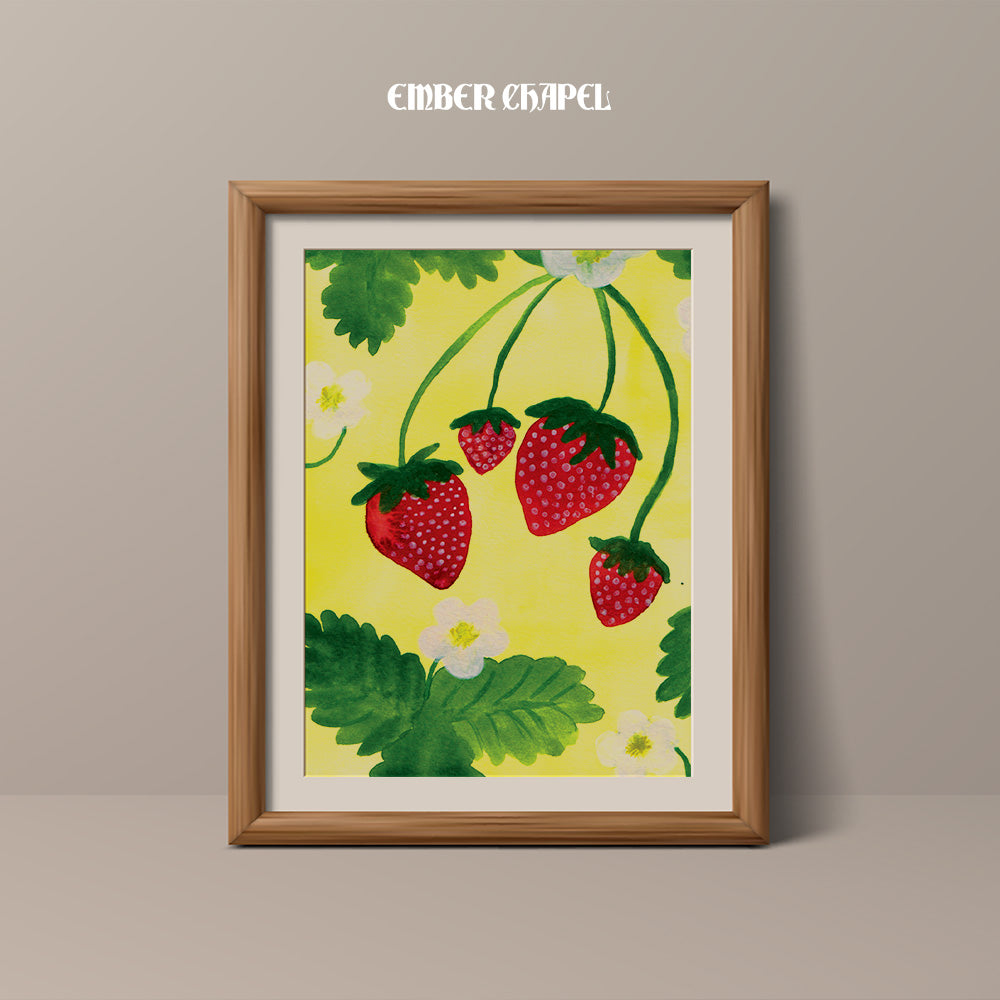 Hanging Strawberries Print