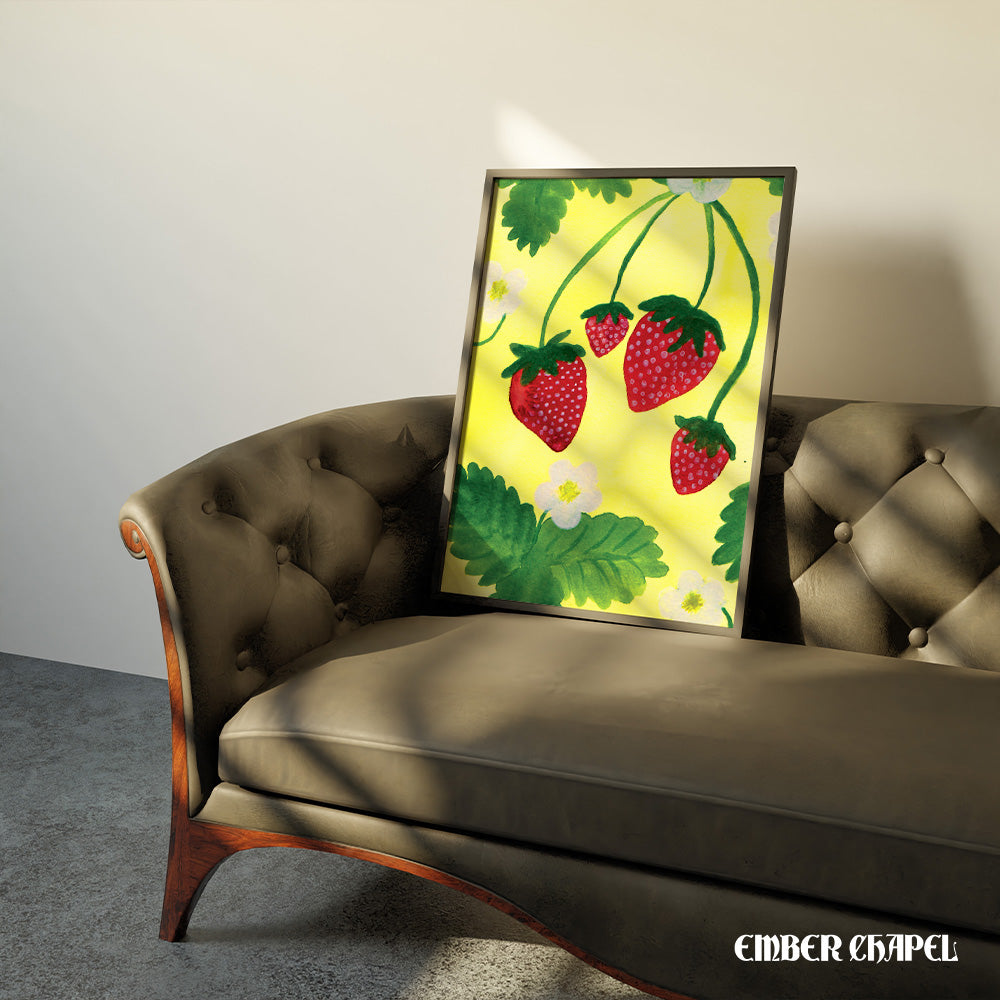 Hanging Strawberries Print